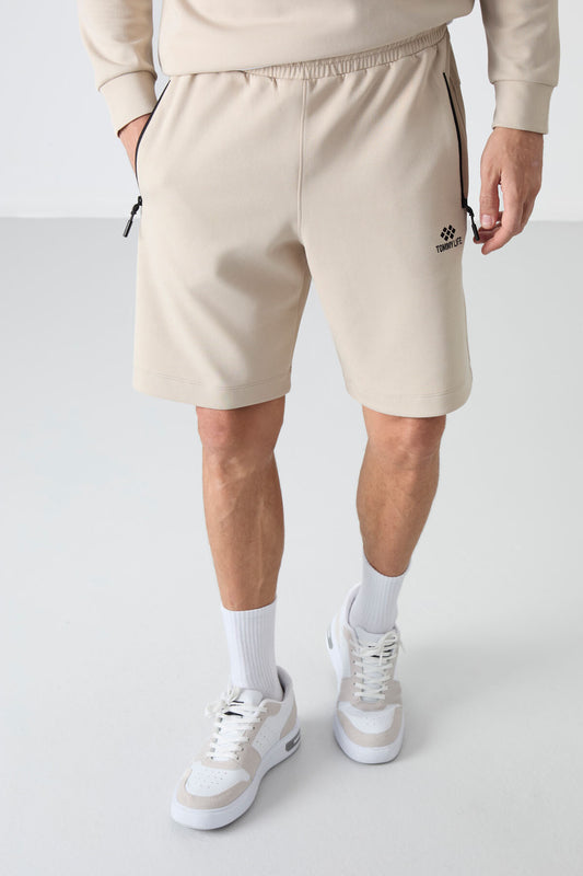 Men's Standard Fit Laced Shorts with Hidden Zipper and Back Pocket - 81136