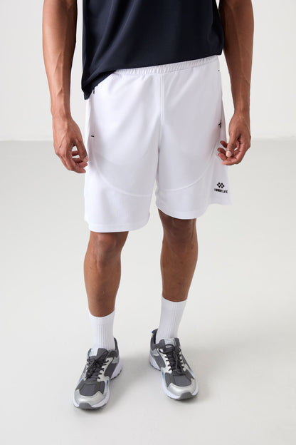 White Polyester Thick Soft Comfort Fit Men's Shorts - 81271