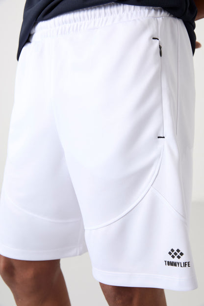 White Polyester Thick Soft Comfort Fit Men's Shorts - 81271