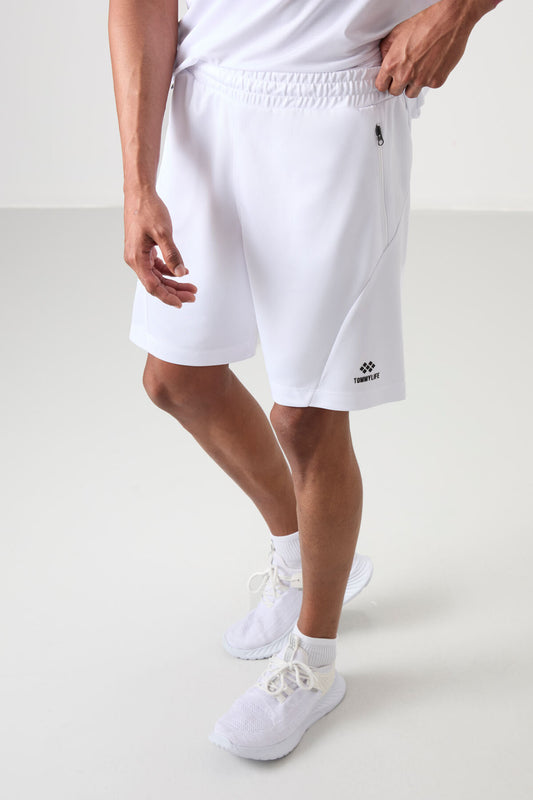 White Polyester Thick Soft Comfort Fit Men's Shorts - 81273