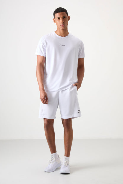 White Polyester Thick Soft Comfort Fit Men's Shorts - 81273