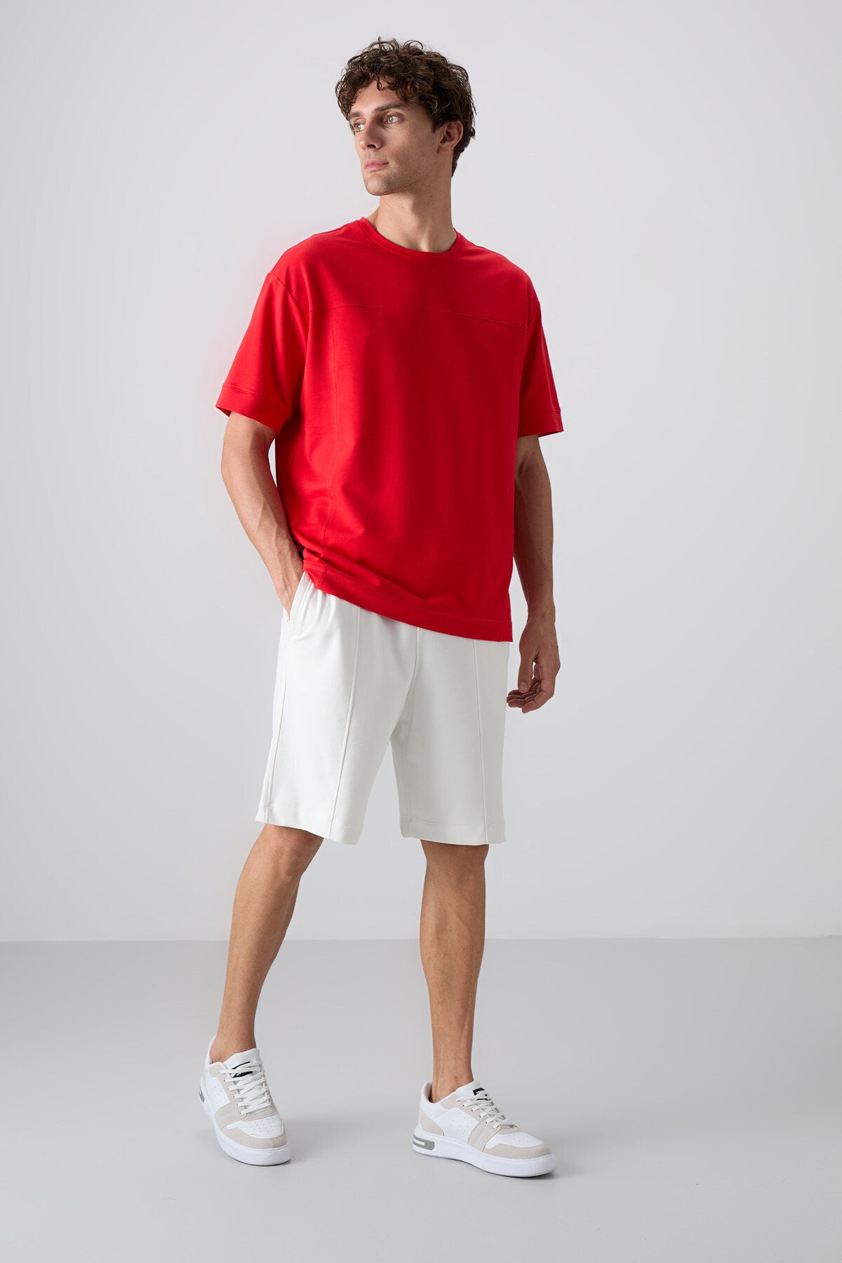Beige Cotton Thick Soft Textured Comfort Fit Basic Men's Shorts - 81261
