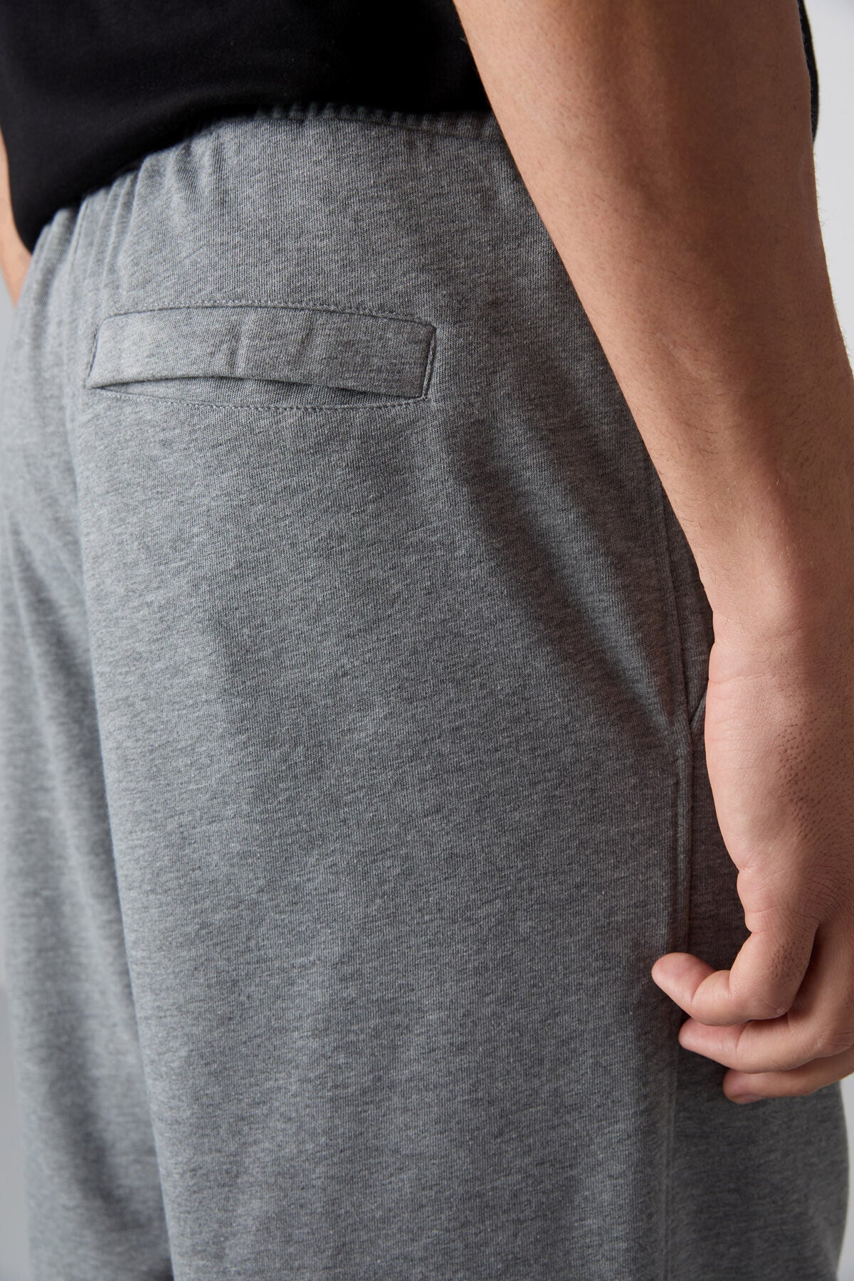 Grey Melange Cotton Thick Soft Textured Comfort Fit Basic Men's Shorts - 81261