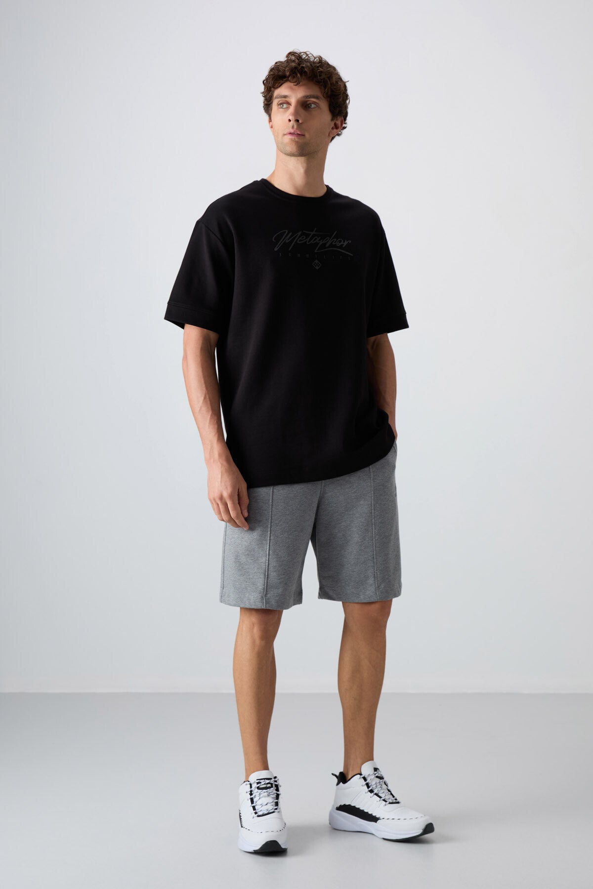Grey Melange Cotton Thick Soft Textured Comfort Fit Basic Men's Shorts - 81261