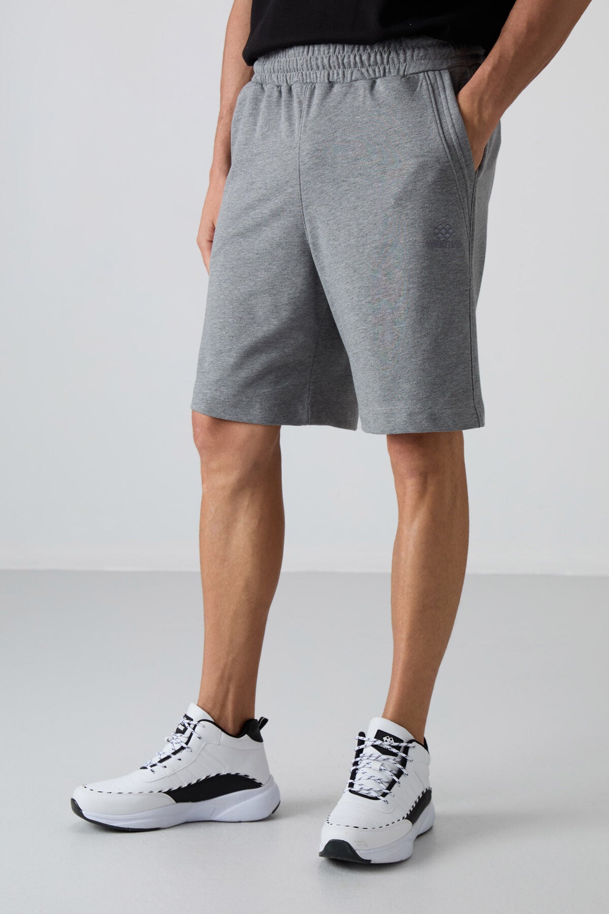 Grey Melange Cotton Thick Soft Textured Comfort Fit Basic Men's Shorts - 81260