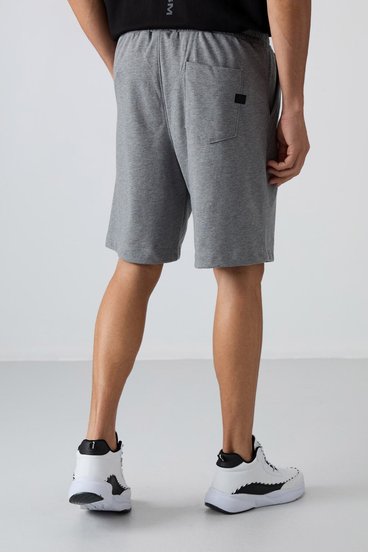 Grey Melange Cotton Thick Soft Textured Comfort Fit Basic Men's Shorts - 81260