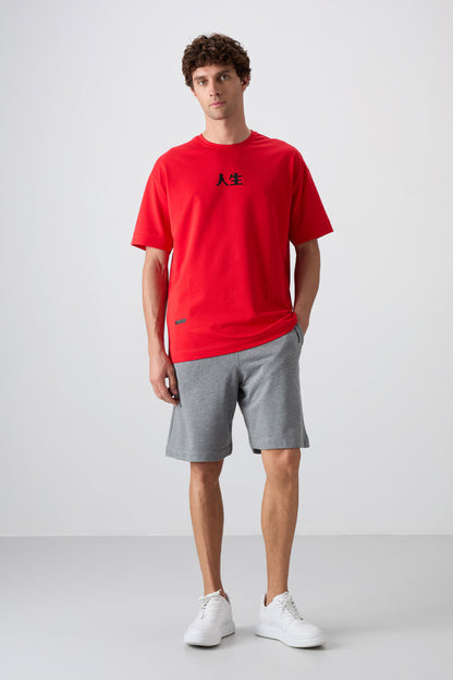Grey Melange Cotton Thick Soft Textured Comfort Fit Printed Men's Shorts - 81263