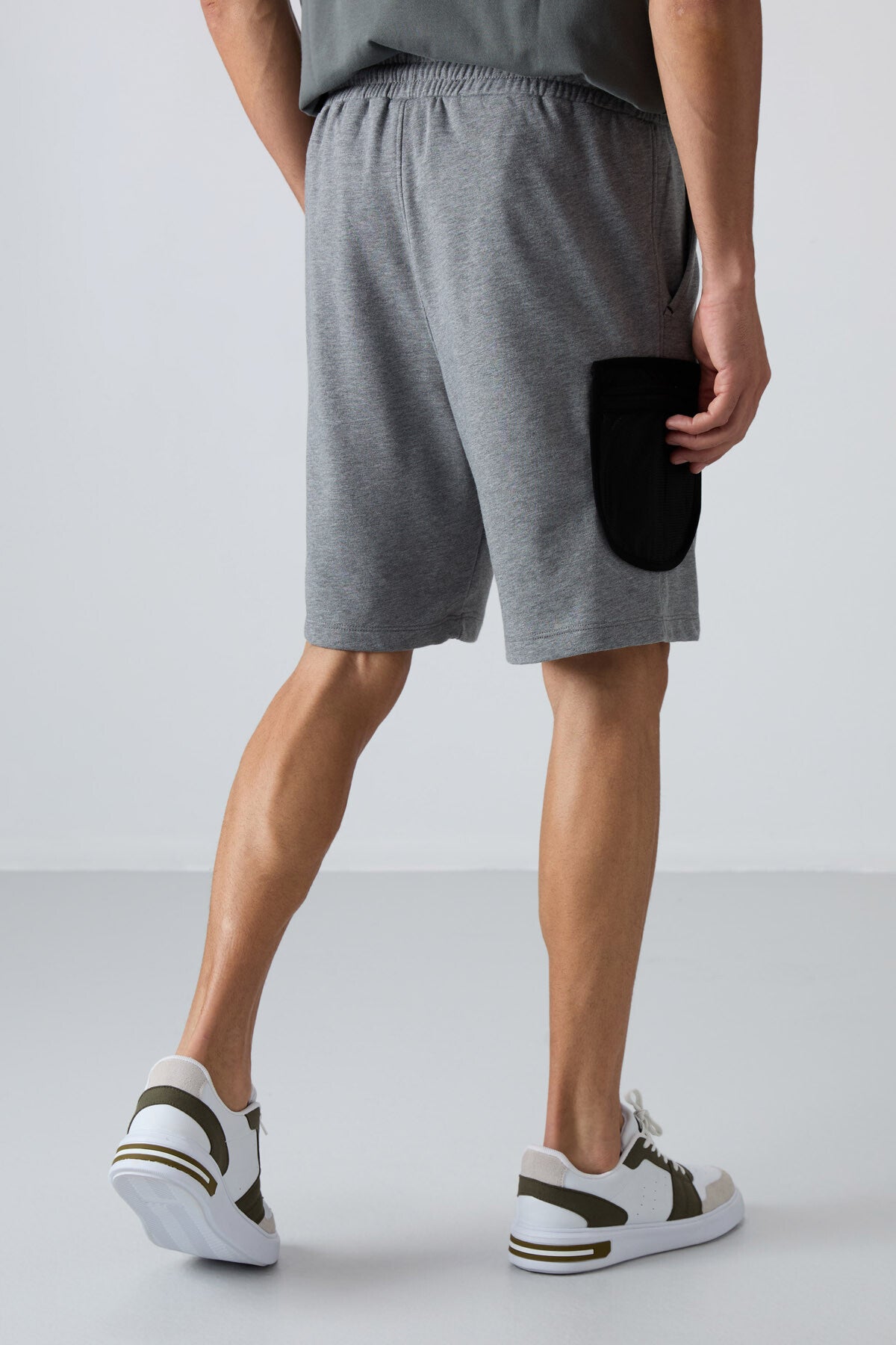 Grey Melange Cotton Thick Soft Textured Comfort Fit Printed Men's Shorts - 81266