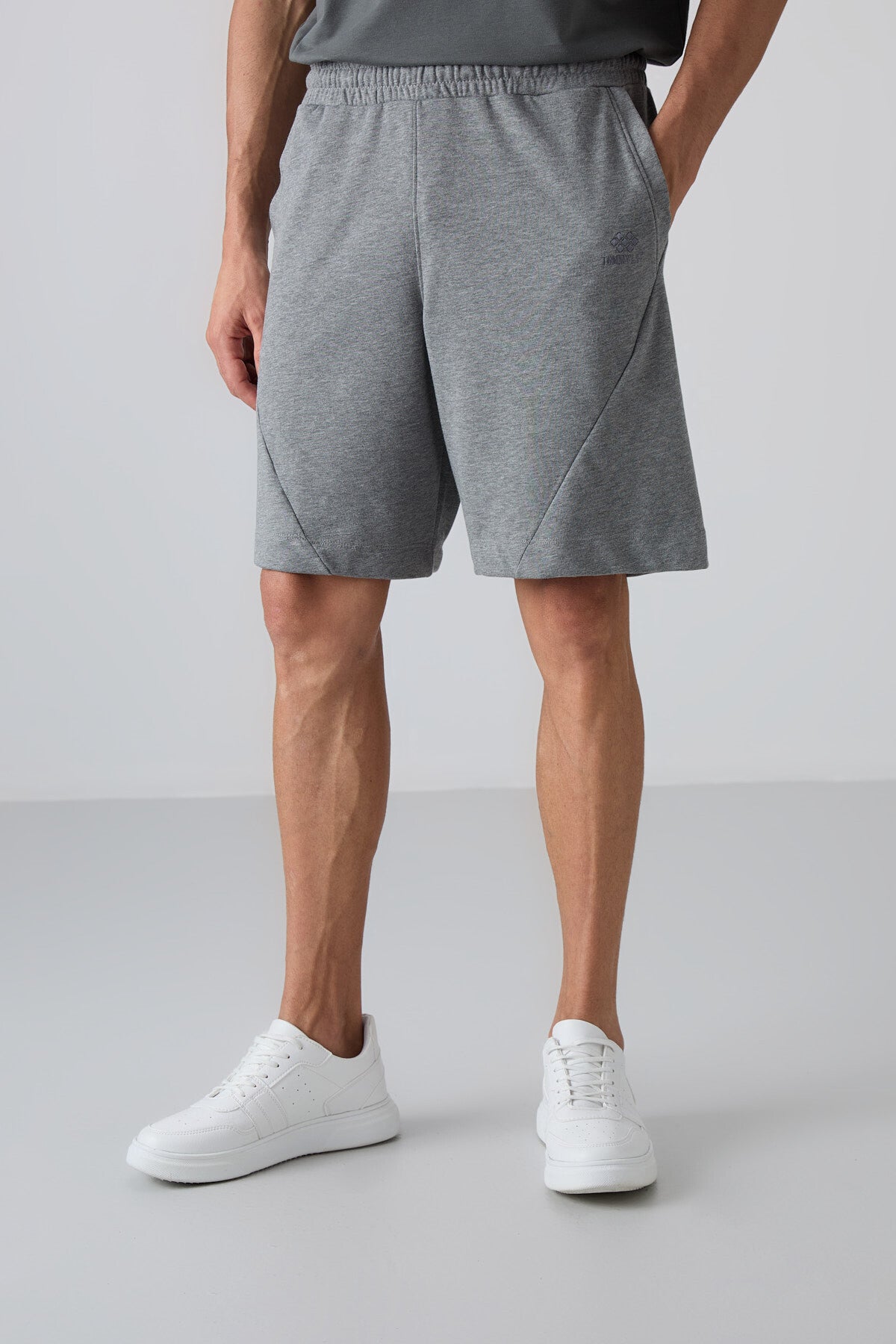 Grey Melange Cotton Thick Soft Textured Comfort Fit Printed Men's Shorts - 81264