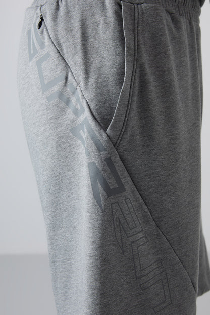 Grey Melange Cotton Thick Soft Textured Comfort Fit Printed Men's Shorts - 81264