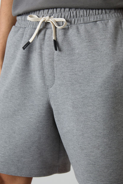 Grey Melange Cotton Thick Soft Textured Comfort Fit Basic Men's Shorts - 81274
