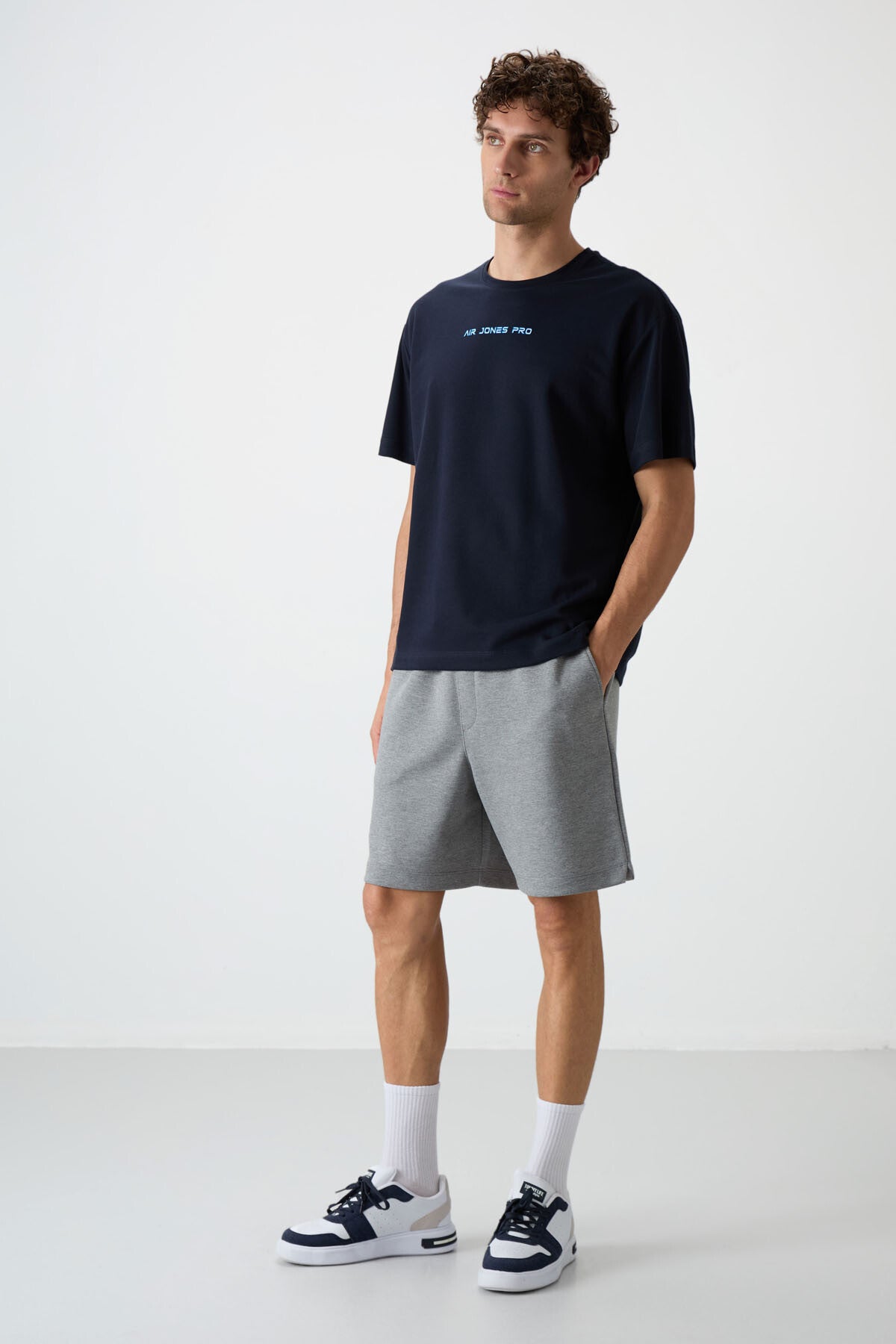 Grey Melange Cotton Thick Soft Textured Comfort Fit Basic Men's Shorts - 81274