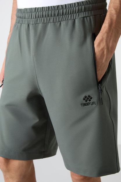 Right Pocket Zipper Back Pocket Laced Standard Fit Men's Shorts - 81136