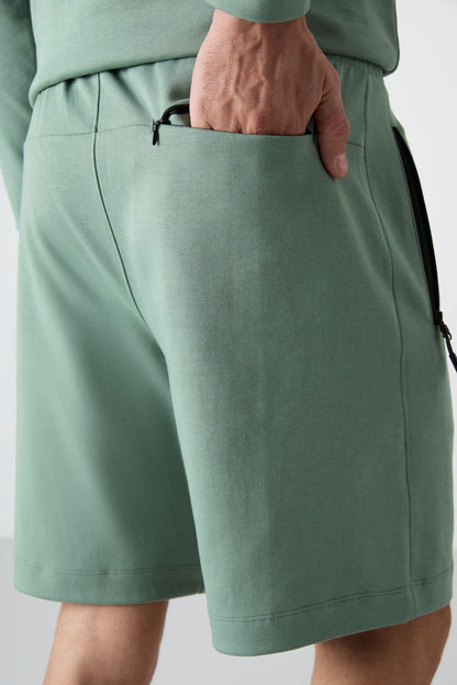 Light Green Hidden Zipper Back Pocket Laced Standard Fit Men's Shorts - 81136