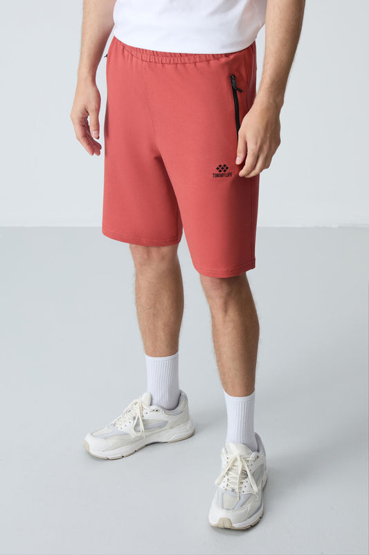 Hidden Zipper Back Pocket Laced Standard Fit Men's Shorts - 81136