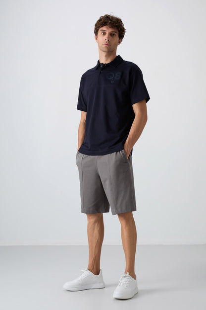 Dark Grey Cotton Thick Soft Textured Comfort Fit Basic Men's Shorts - 81261