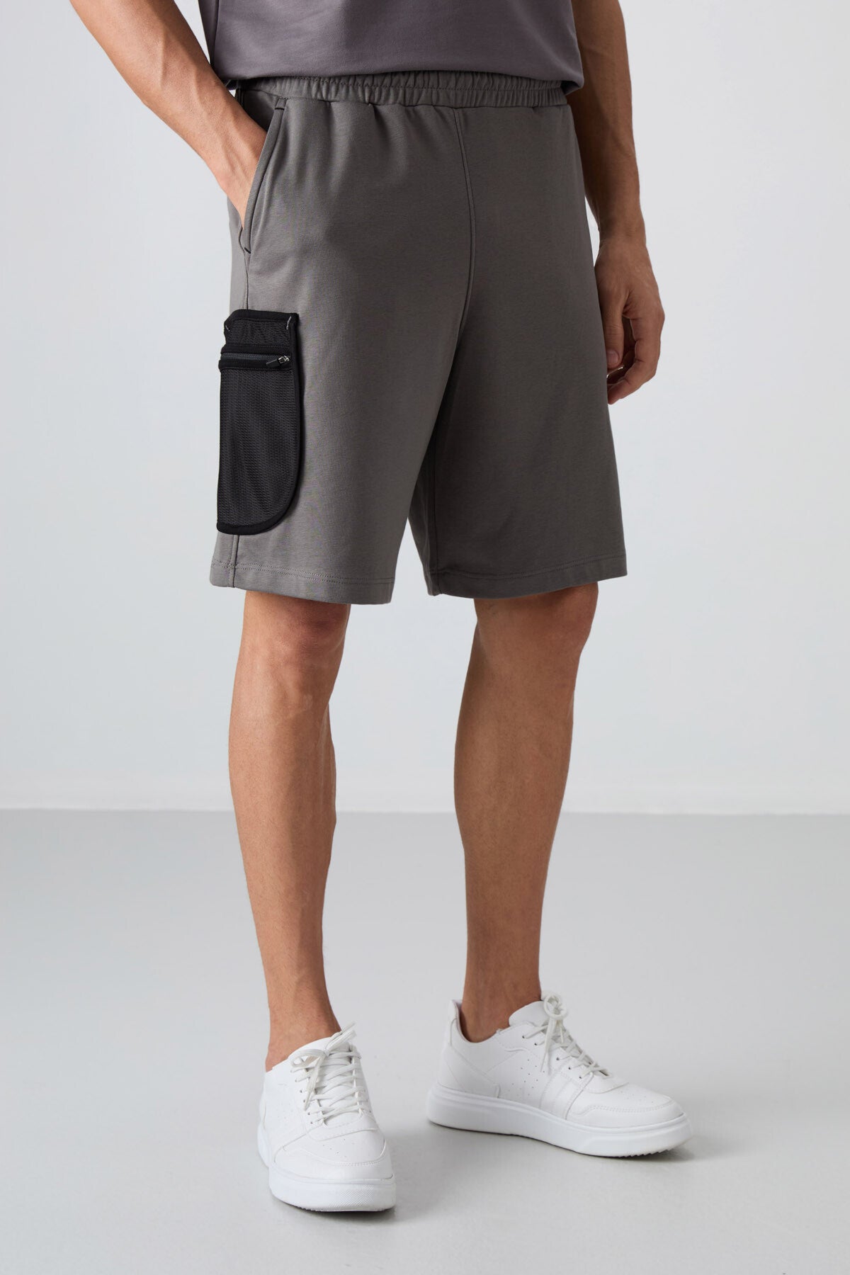 Dark Gray Cotton Thick Soft Textured Comfort Fit Printed Men's Shorts - 81266