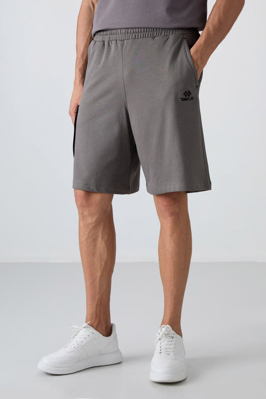 Dark Gray Cotton Thick Soft Textured Comfort Fit Printed Men's Shorts - 81266