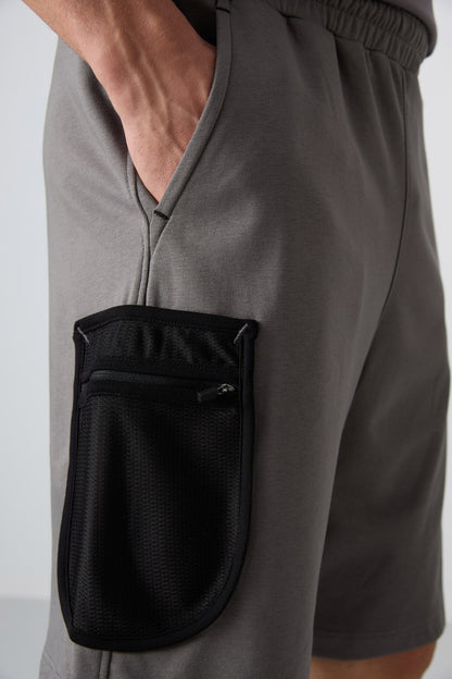 Dark Gray Cotton Thick Soft Textured Comfort Fit Printed Men's Shorts - 81266