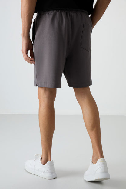Dark Grey Cotton Thick Soft Textured Comfort Fit Basic Men's Shorts - 81274