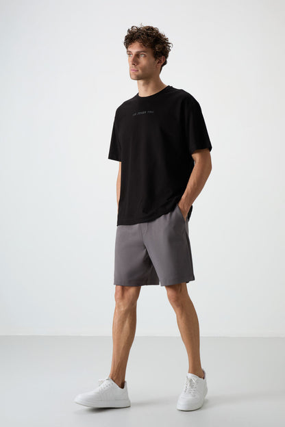 Dark Grey Cotton Thick Soft Textured Comfort Fit Basic Men's Shorts - 81274