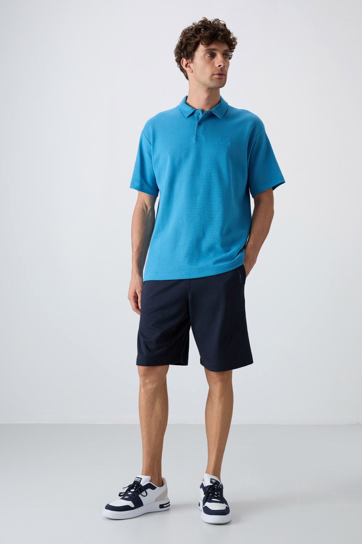 Navy Blue Cotton Thick Soft Textured Comfort Fit Printed Men's Shorts - 81263