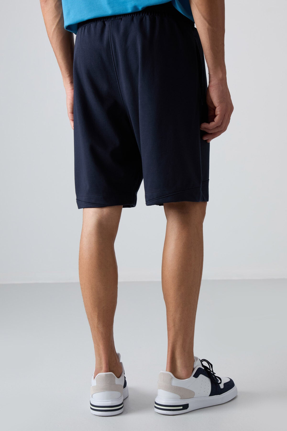 Navy Blue Cotton Thick Soft Textured Comfort Fit Printed Men's Shorts - 81265