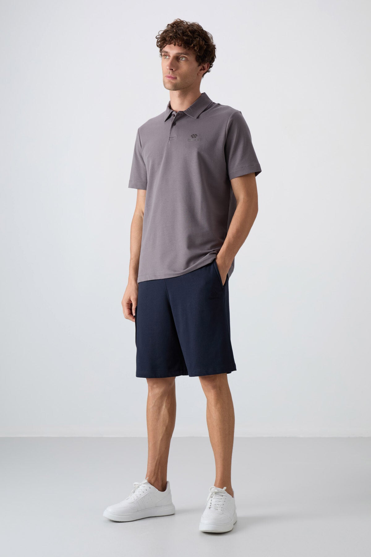 Navy Blue Cotton Thick Soft Textured Comfort Fit Printed Men's Shorts - 81266