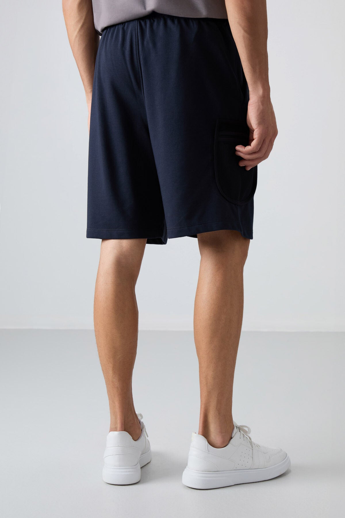 Navy Blue Cotton Thick Soft Textured Comfort Fit Printed Men's Shorts - 81266