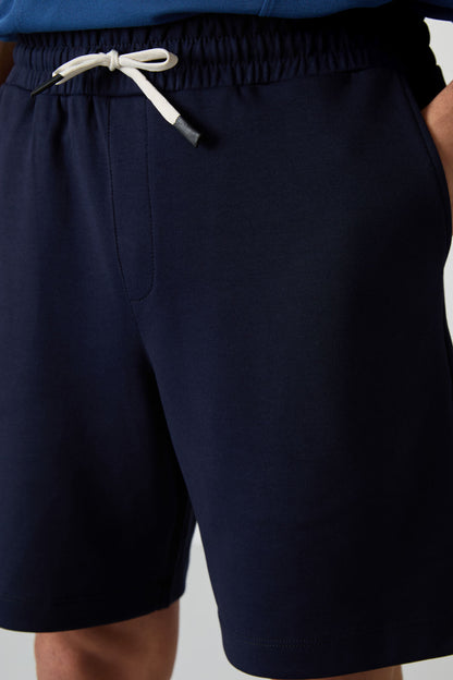 Navy Blue Cotton Thick Soft Textured Comfort Fit Basic Men's Shorts - 81274