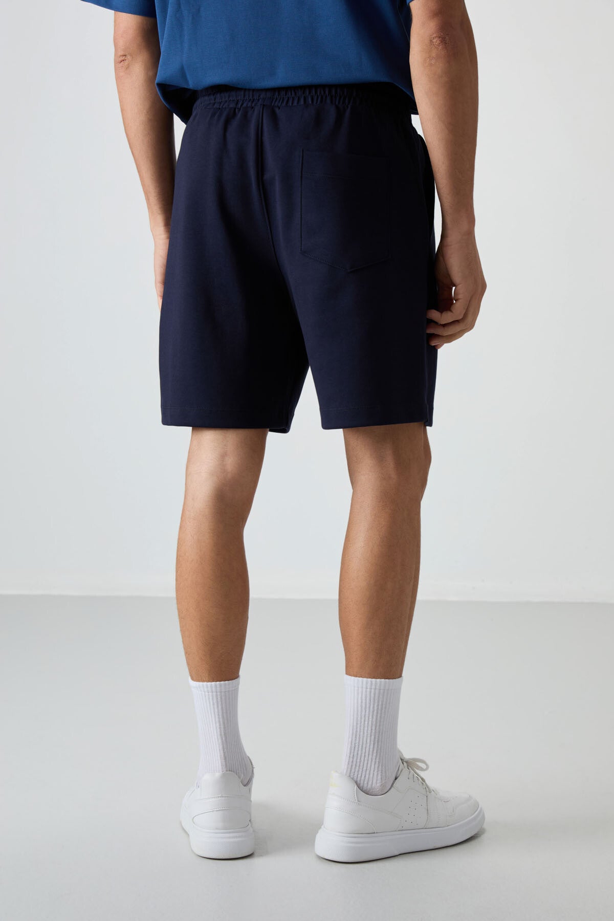 Navy Blue Cotton Thick Soft Textured Comfort Fit Basic Men's Shorts - 81274