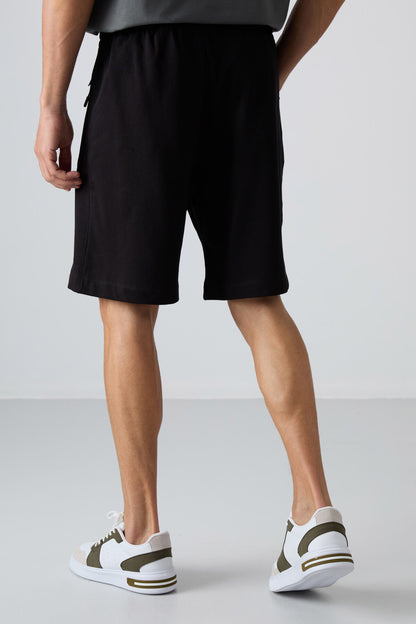 Black Cotton Thick Soft Textured Comfort Fit Basic Men's Shorts - 81259