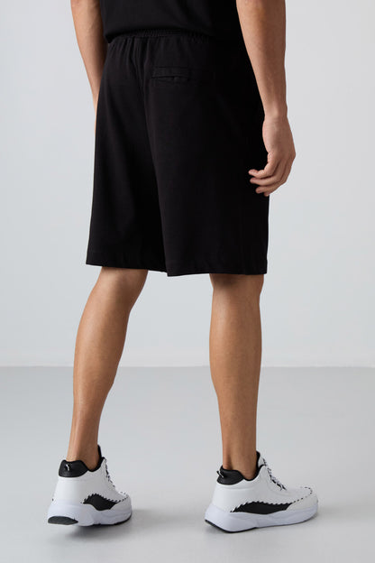 Black Cotton Thick Soft Textured Comfort Fit Basic Men's Shorts - 81261