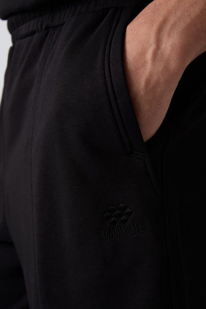 Black Cotton Thick Soft Textured Comfort Fit Basic Men's Shorts - 81261