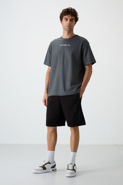 Black Cotton Thick Soft Textured Comfort Fit Printed Men's Shorts - 81265