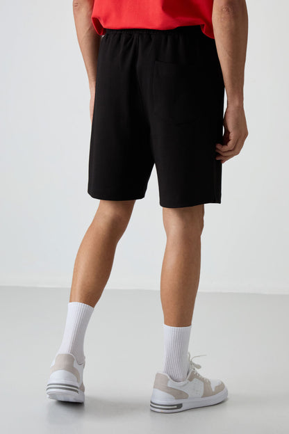 Black Cotton Thick Soft Textured Comfort Fit Basic Men's Shorts - 81274