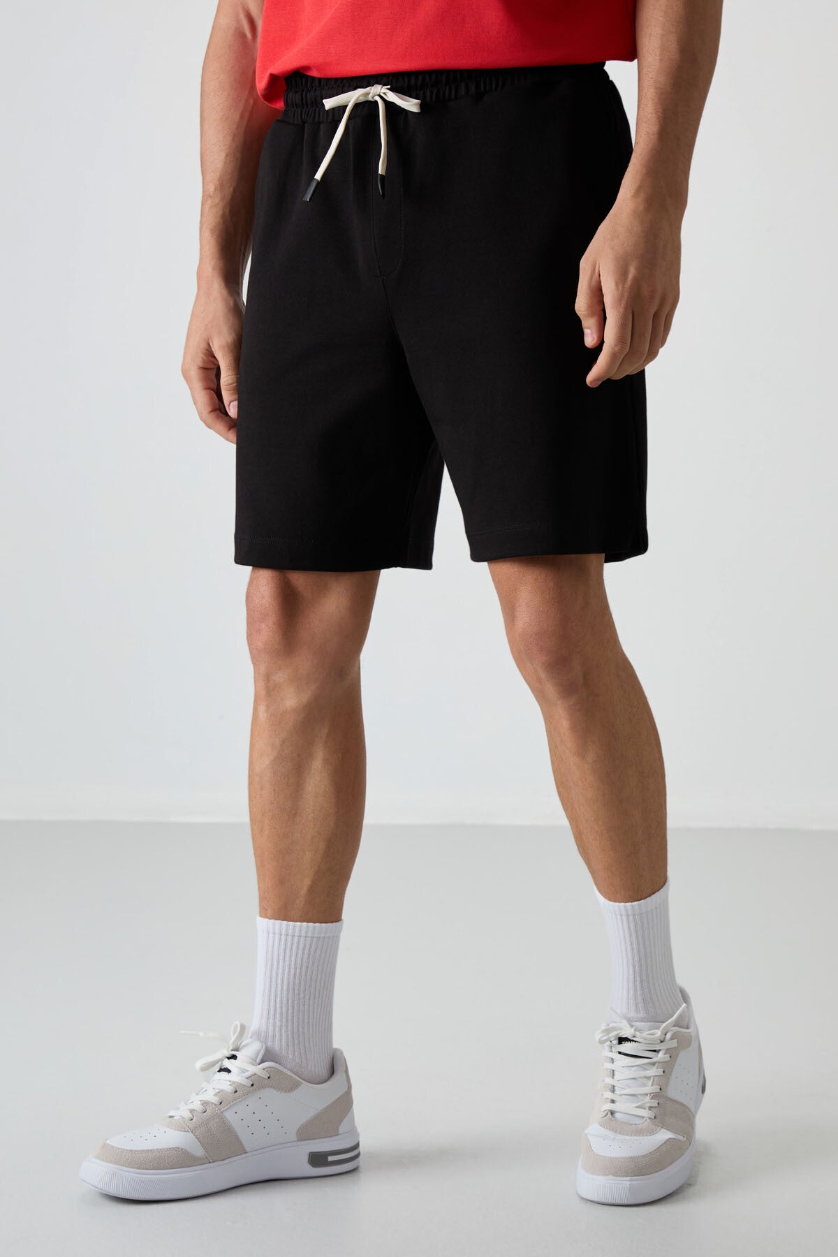 Black Cotton Thick Soft Textured Comfort Fit Basic Men's Shorts - 81274