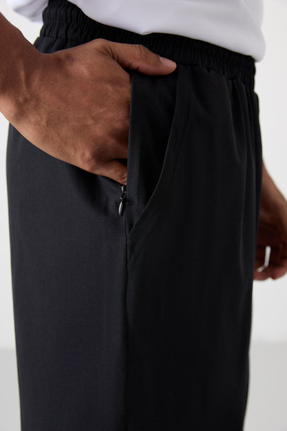Black Polyester Thick Soft Comfort Fit Men's Shorts - 81268