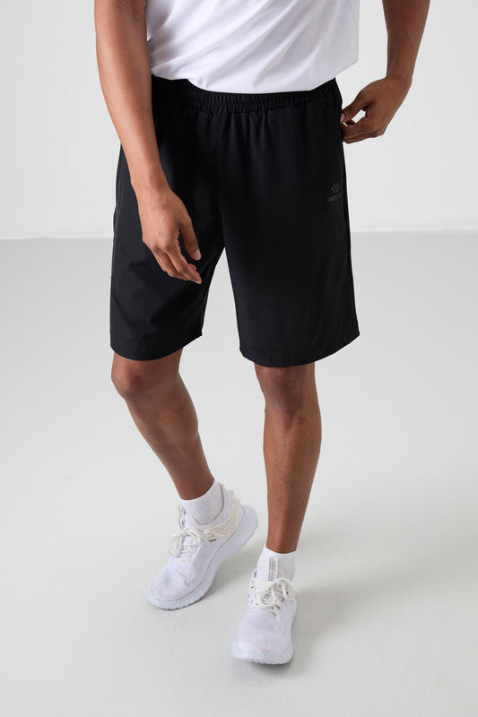 Black Polyester Thick Soft Comfort Fit Men's Shorts - 81268