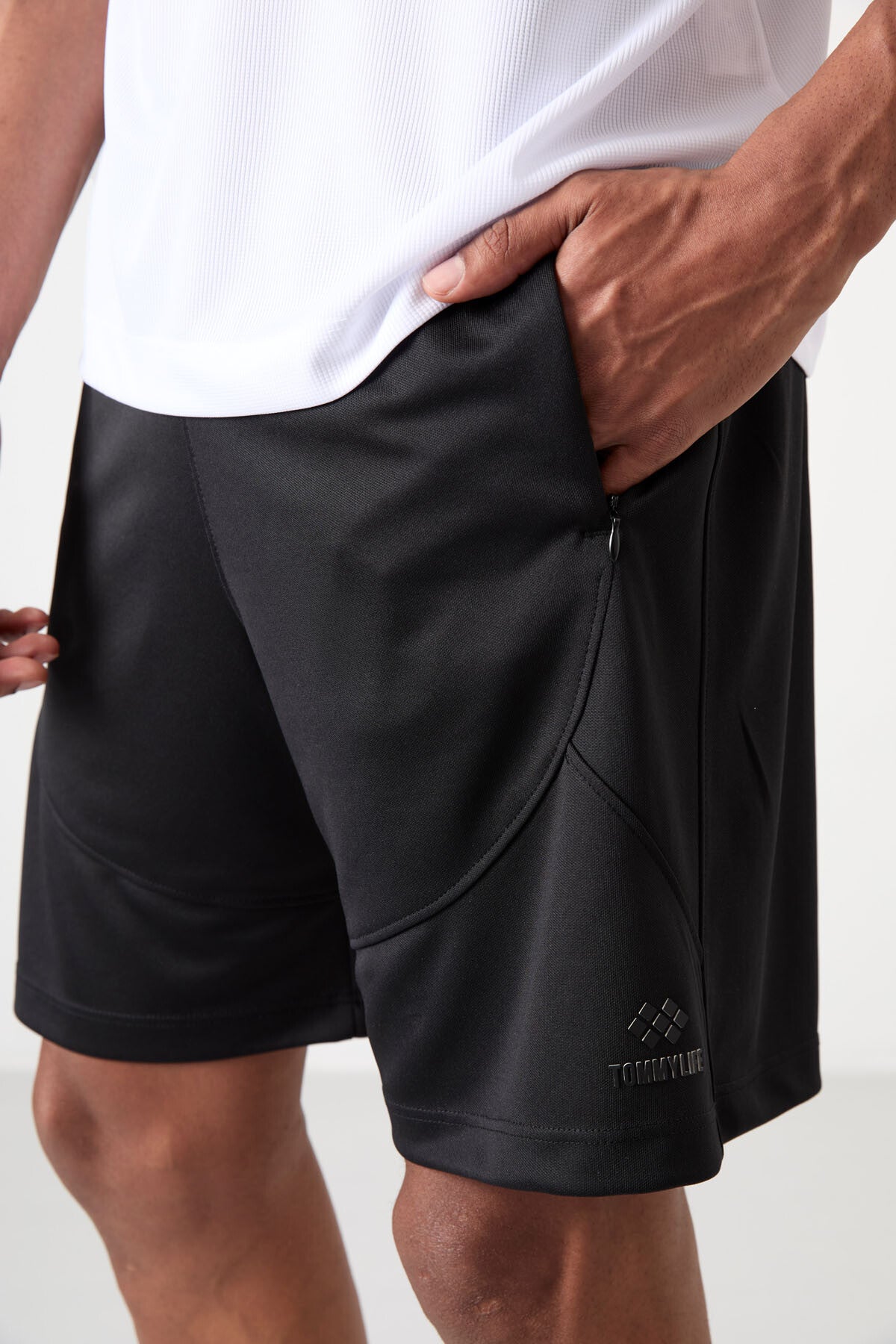 Black Polyester Thick Soft Comfort Fit Men's Shorts - 81271