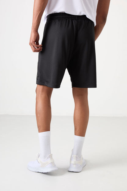 Black Polyester Thick Soft Comfort Fit Men's Shorts - 81271