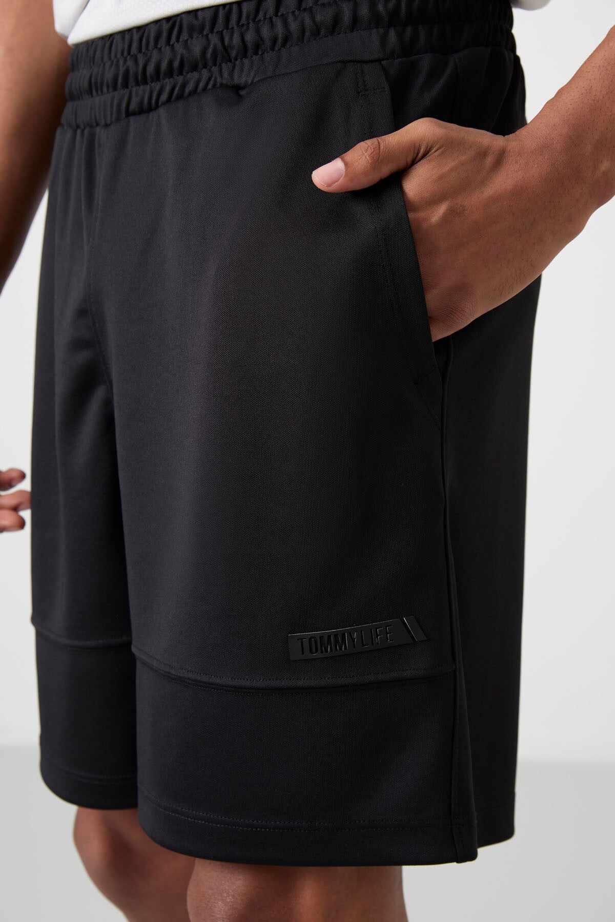 Black Polyester Thick Soft Comfort Fit Men's Shorts - 81272