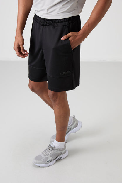 Black Polyester Thick Soft Comfort Fit Men's Shorts - 81272