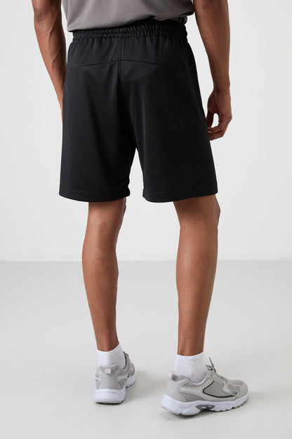 Black Polyester Thick Soft Comfort Fit Men's Shorts - 81273