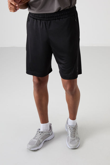 Black Polyester Thick Soft Comfort Fit Men's Shorts - 81273