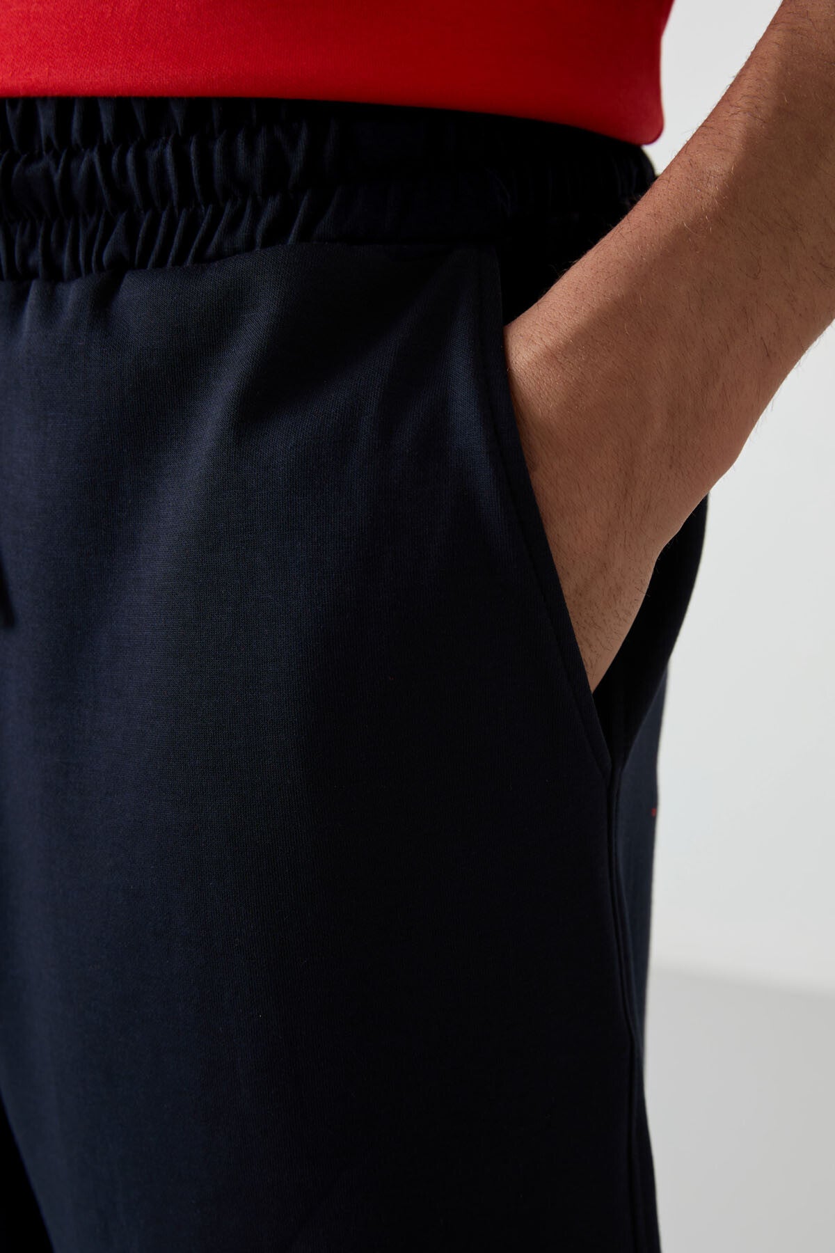 Fiesta - Navy Blue Cotton Thick Soft Textured Oversize Fit Basic Men's Shorts Set - 85249