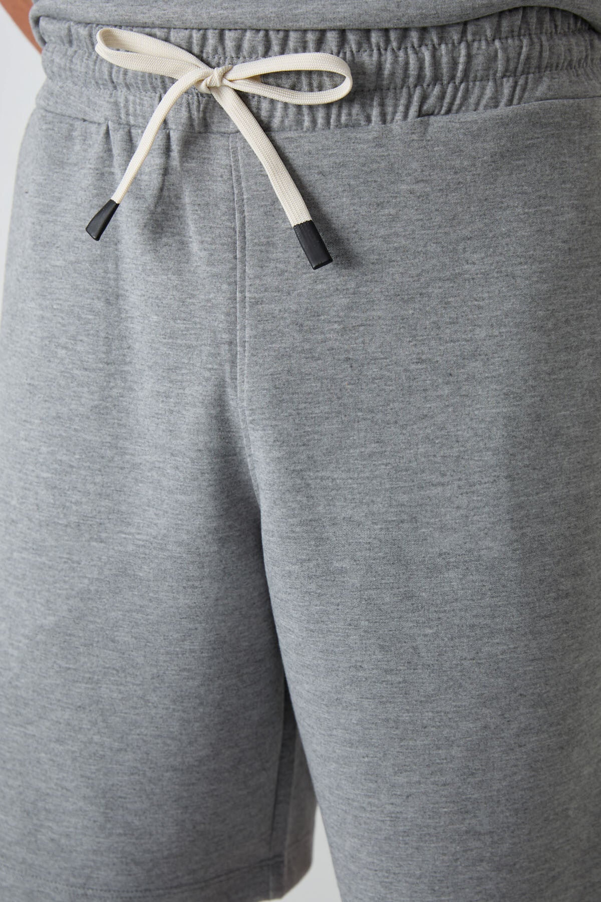 Grey Melange Cotton Thick Soft Textured Oversize Fit Basic Men's Shorts Set - 85249