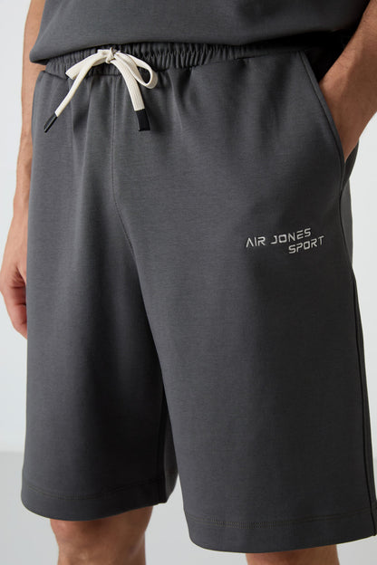 Cotton Thick Soft Textured Oversize Fit Embroidered Men's Shorts Set - 85250