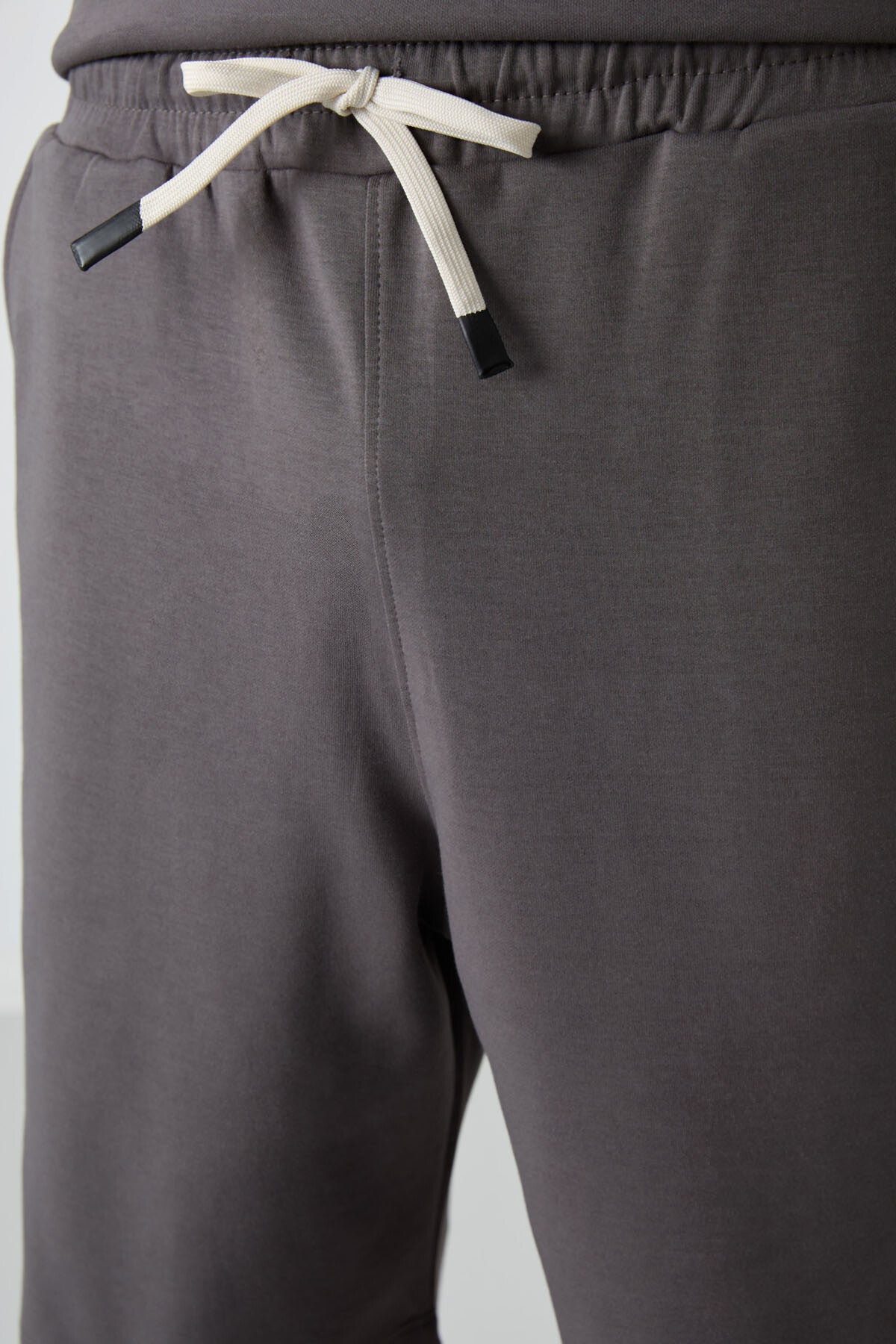 Dark Grey Cotton Thick Soft Textured Oversize Fit Basic Men's Shorts Set - 85249