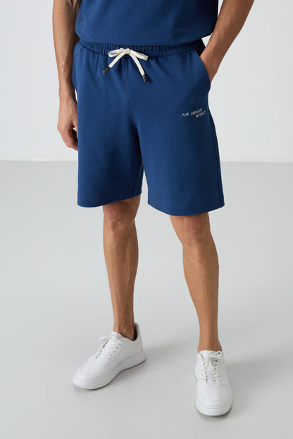 Parlament Cotton Thick Soft Textured Oversize Fit Embroidered Men's Shorts Set - 85250
